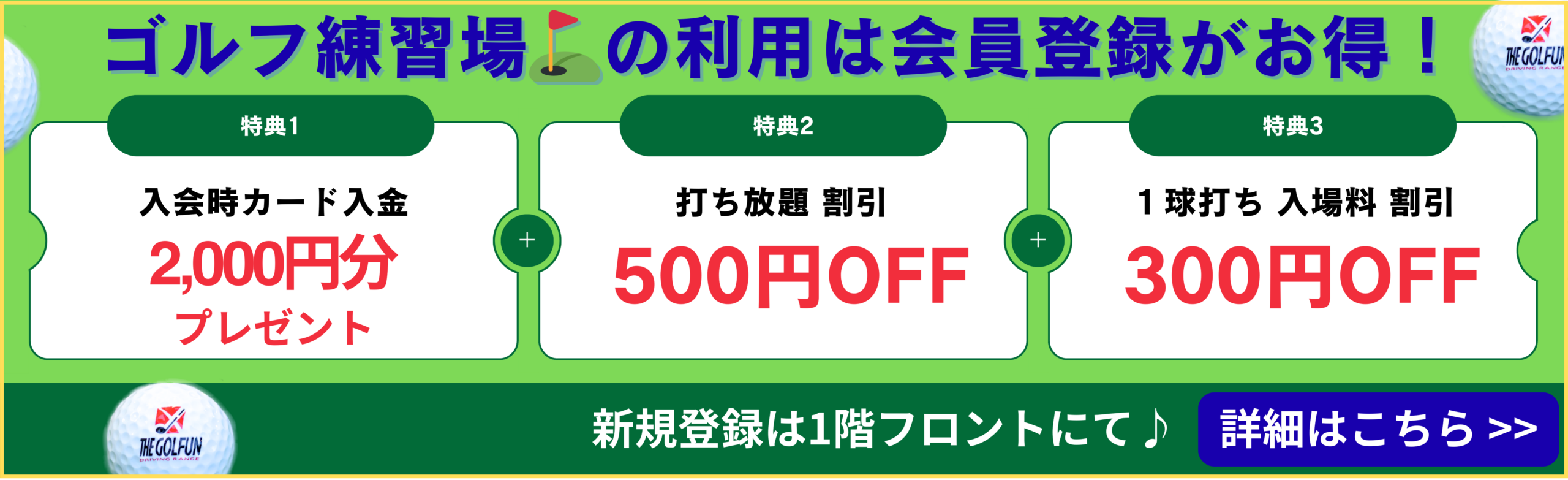 ザ・ゴルファン【成田・酒々井】ゴルフ練習場　打ちっぱなし　新規会員登録　特典